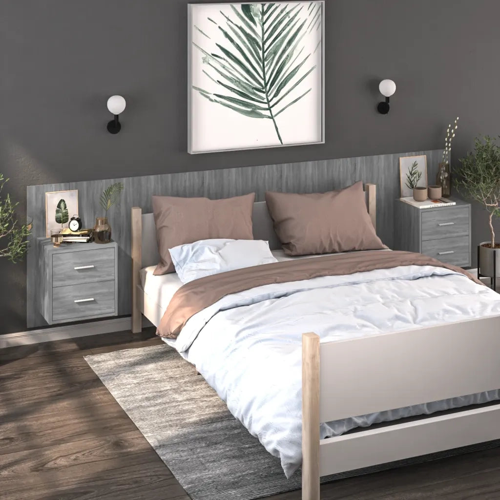 Comodino a Muro-Tavolino da notte sospeso Grigio Sonoma 585584