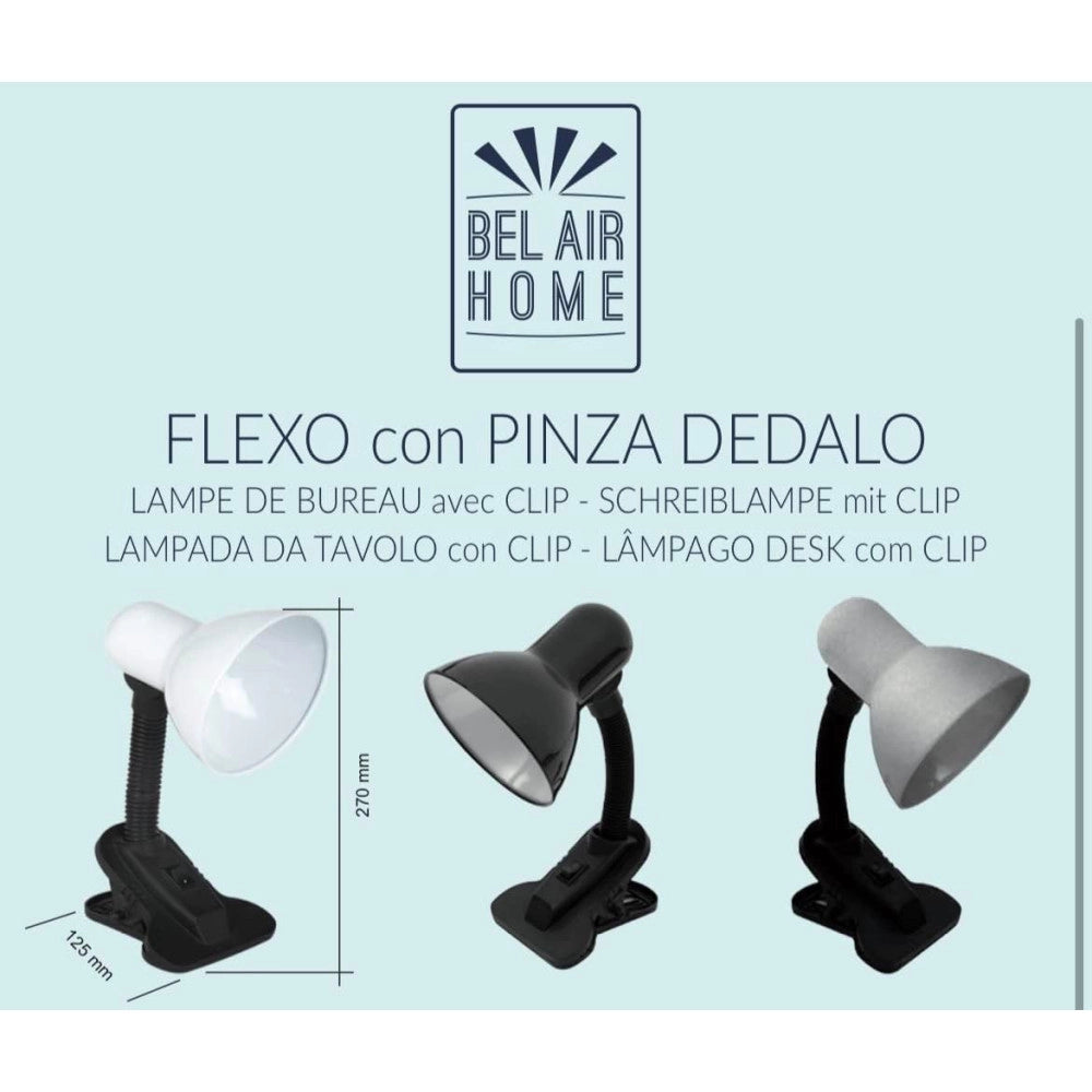 Trade Shop - Lampada Da Scrivania Lampada Tavolo Con Pinza Orientabile Snodabile E27 -