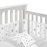 Culla a protezione per bambini, 2 pezzi di culla a protezione ad alta ventilazione, rete per lettini per bambini, protezione per lettini per bambini, mesh respirante, protezione contro gli urti, bianco con stelle