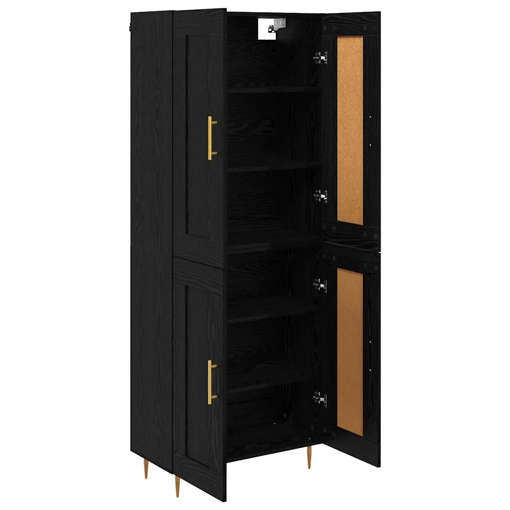 Credenza | Madia | Buffet da pranzo | Armadio da pranzo Rovere Nero 69,5 x 34 x 180 cm Legno multistrato