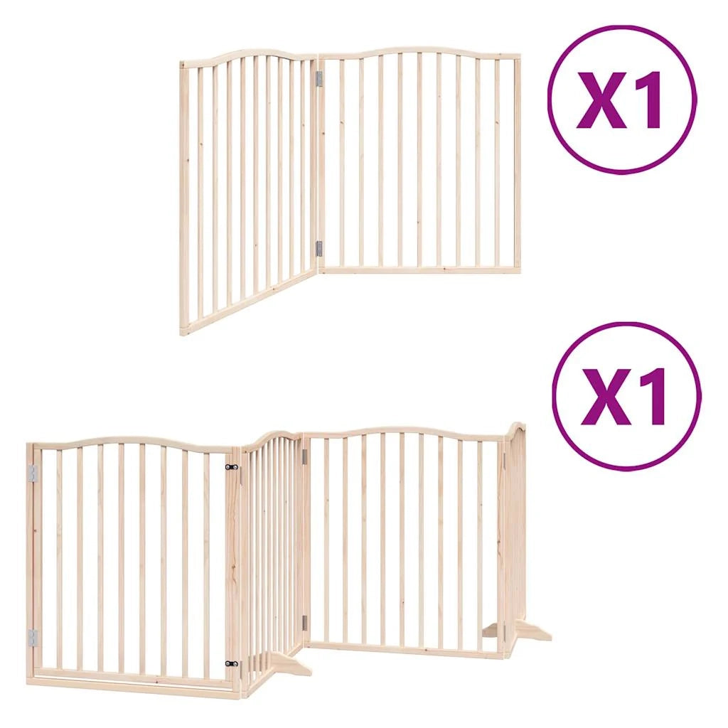 Cancelletto di sicurezza per cani con porta pieghevole 6 pannelli legno di pioppo marrone 02_0023028