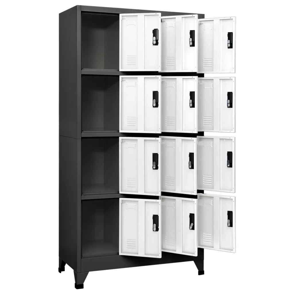 Armadietto da ufficio moderno 90 x 45 x 180 cm vano portaoggetti sicuro in acciaio antracite 02_0047027