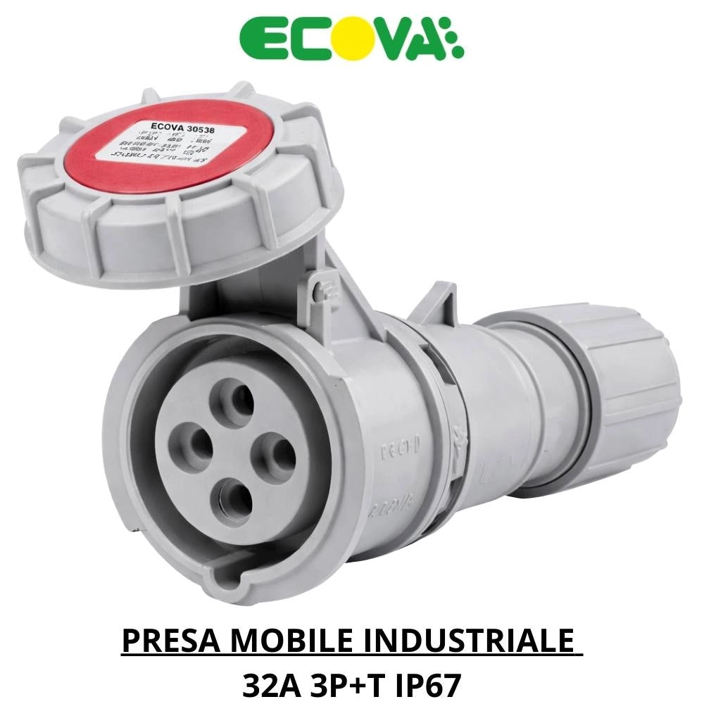 Presa mobile industriale ecova trifase ip67 3p+t 380-415v 16a e 32a *** ampere 32 ampere, confezione 1