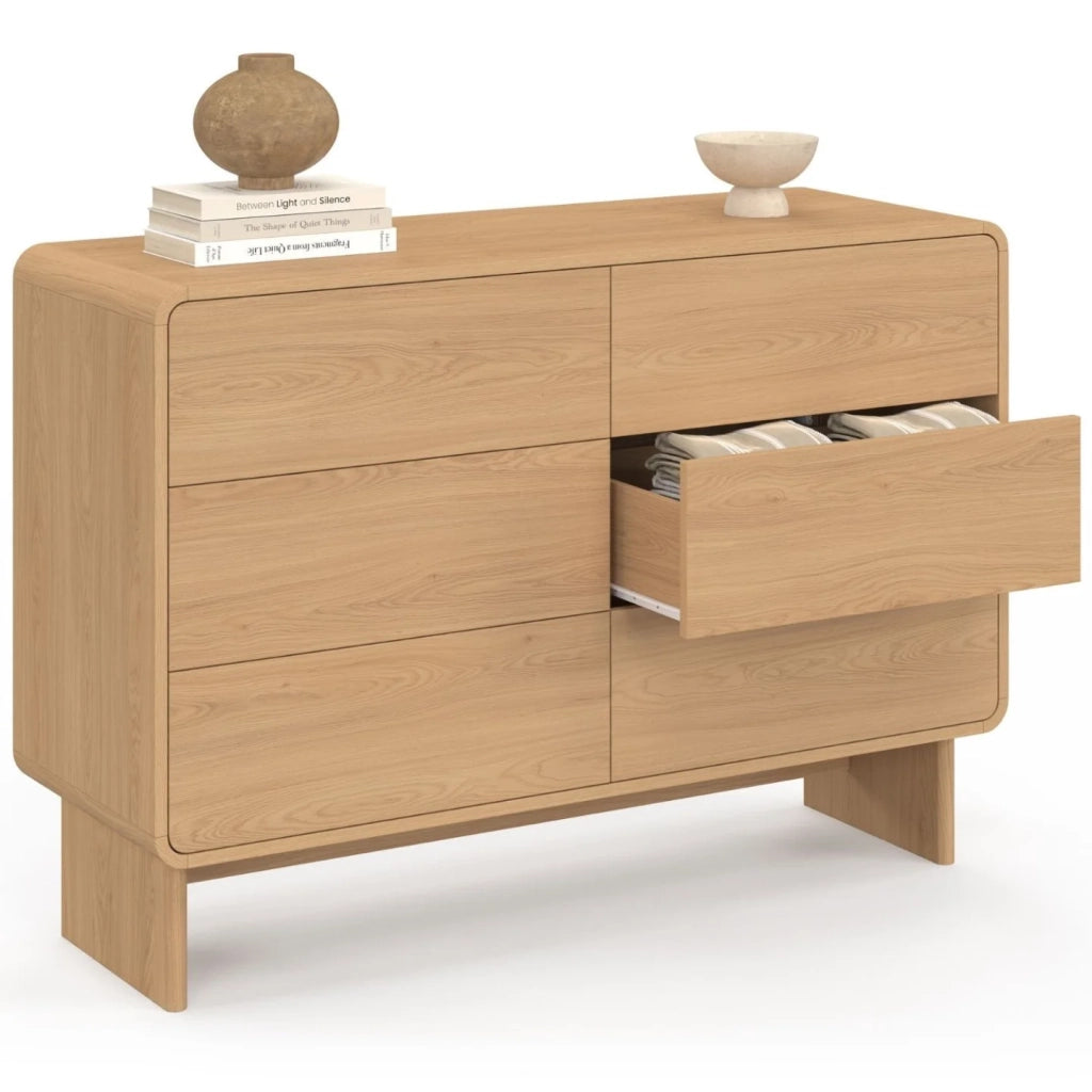 IDMarket - CAPUCINE Cassettone a 6 cassetti da 110 cm, design faggio arrotondato