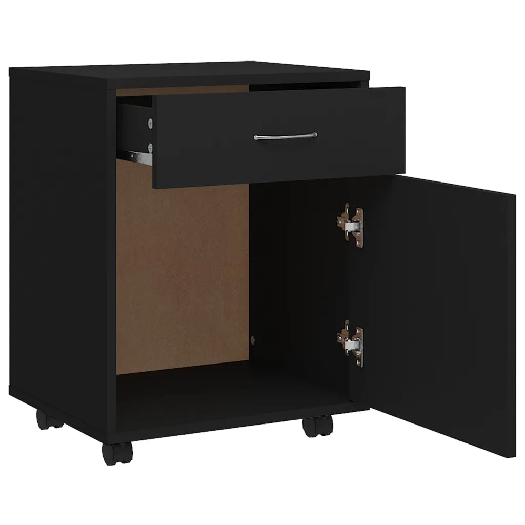 Mobiletto con Rotelle Nero 45x38x54cm in Legno Multistrato 808441