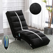 OKWISH Méridienne in Lino con Vibrazione Delicata, Schienale Ergonomico 140° e Tasca Laterale, Nero