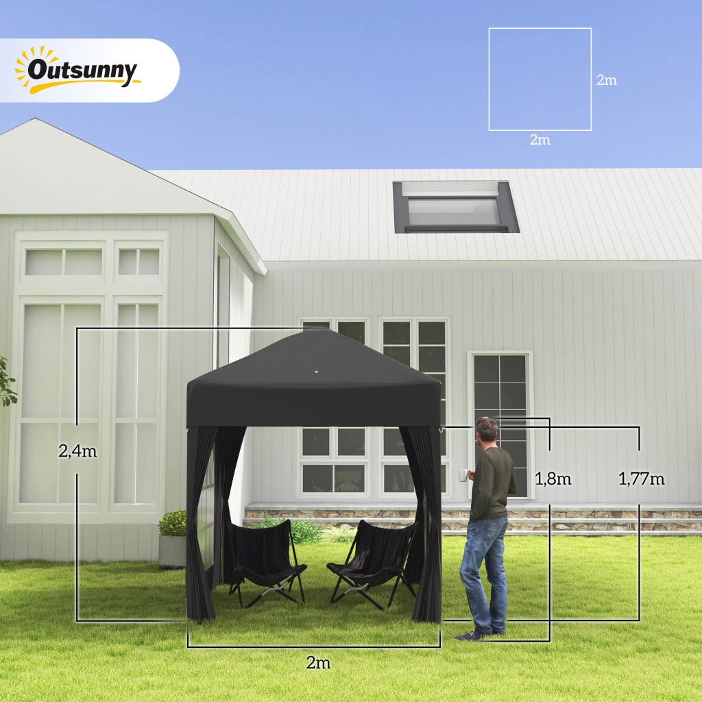 Gazebo pieghevole ¨C zephmum ¨C Grigio/Nero 2x2 m