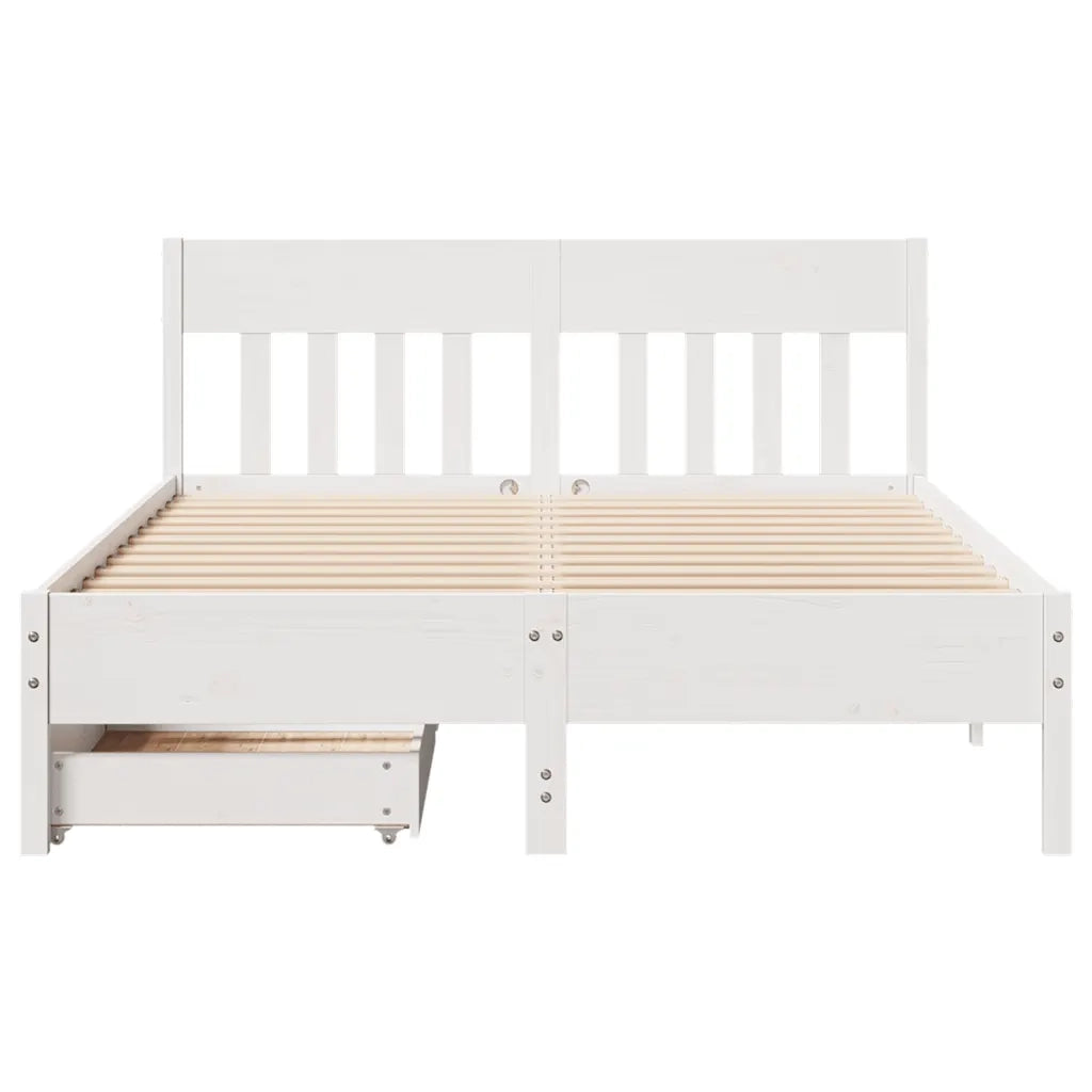 Letto senza Materasso Bianco 150x200 cm Legno Massello di Pino 3301864