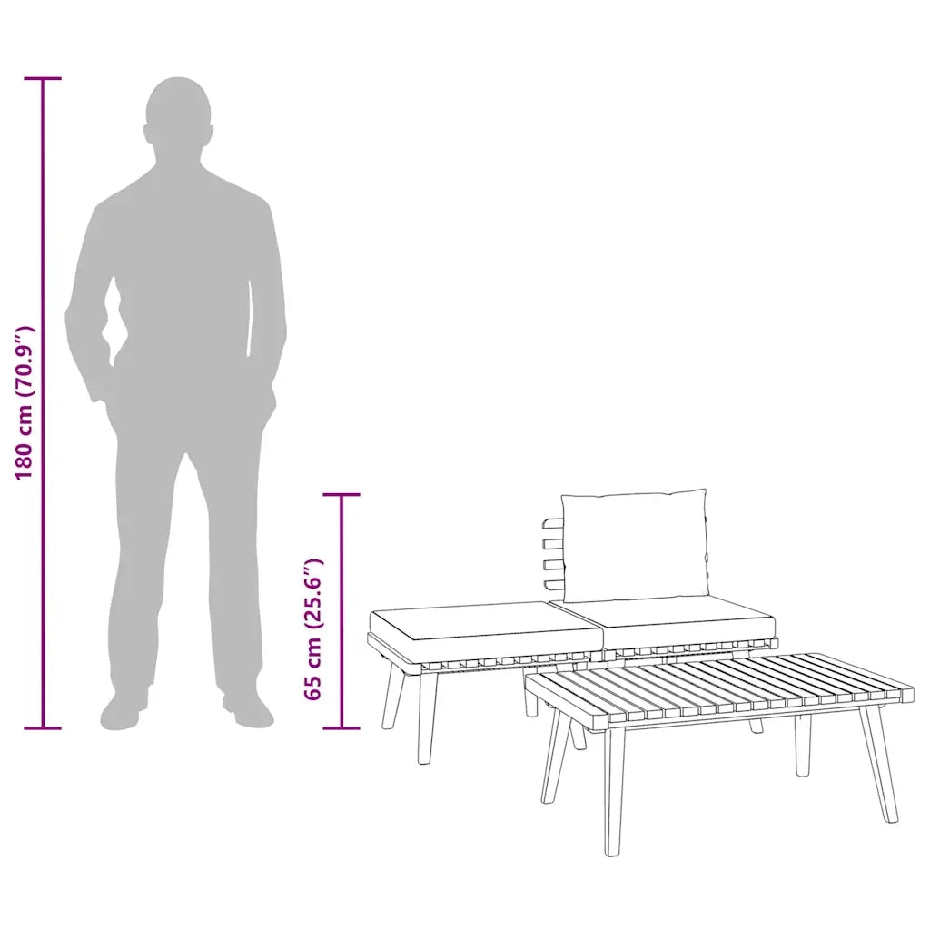 Salotto da Giardino-Set Divani da Giardino 3 pz con Cuscini in Massello di Acacia 549732