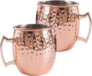 Mosca Mule, coppa di rame, grande capacità, 530 ml, coppa di rame per birra, party coppa, coppa di rame, (set da 2)