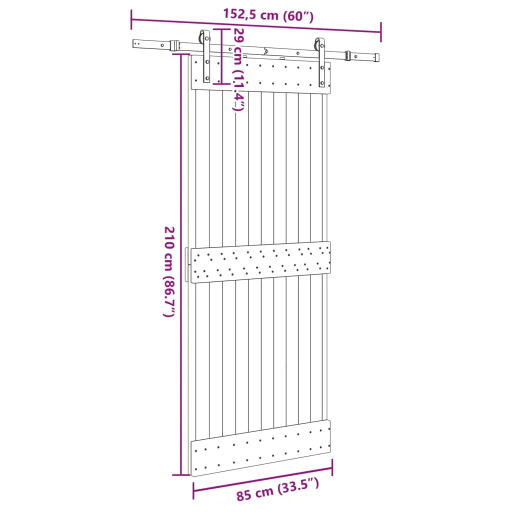 Porta scorrevole NARVIK Naturale e Nero 85 x 210 cm (152,5 cm)