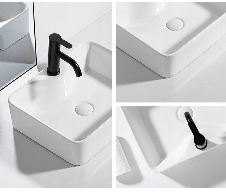 Lavabo da appoggio in ceramica, bianco, rettangolare, 47x37 cm