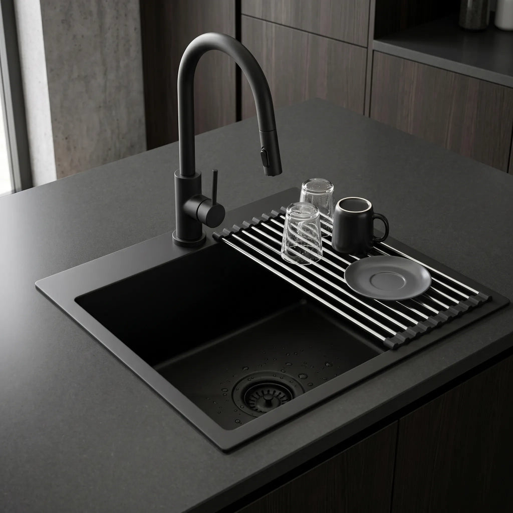 Lavello In Acciaio Con Set Di Accessori 3 Pz. Rea Leo 50 Black