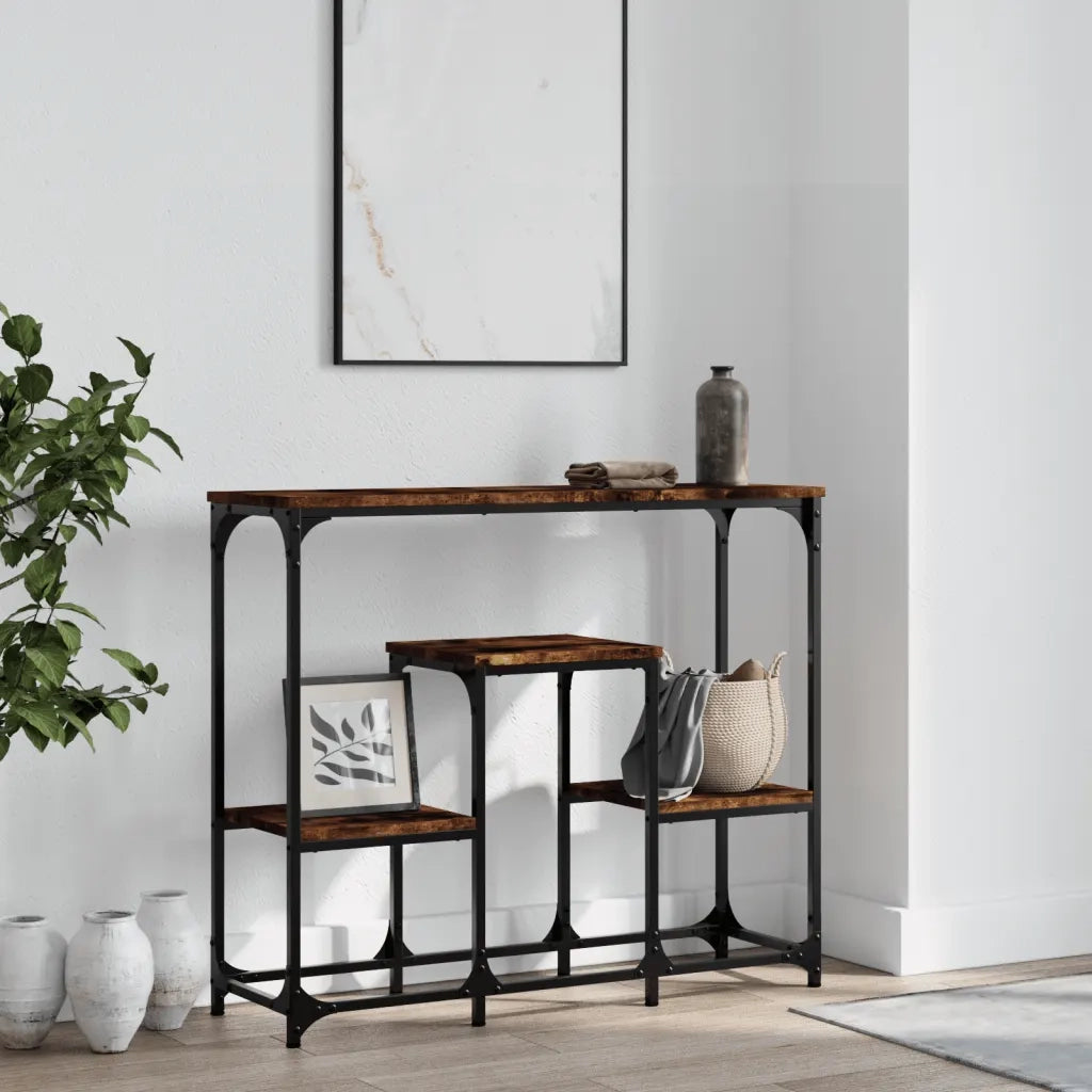 Tavolo Consolle | Tavolo d'Ingresso Rovere Fumo 89,5x28x76 cm Legno Multistrato