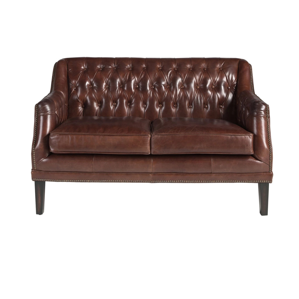 Divano Chester 2 posti in pelle marrone cognac