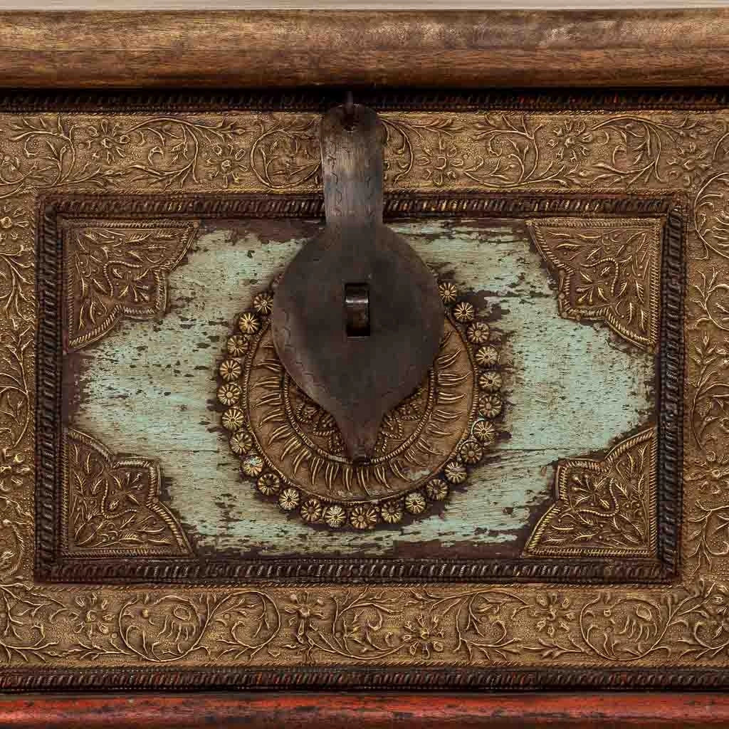 Cassapanca artigianale in legno rosso 150x45x46h cm