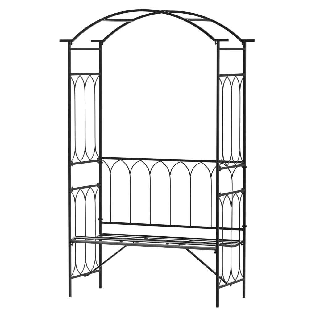 Arco per Rose in Metall con Panchina ¨C Zephmum ¨C Nero 115x50x203 cm