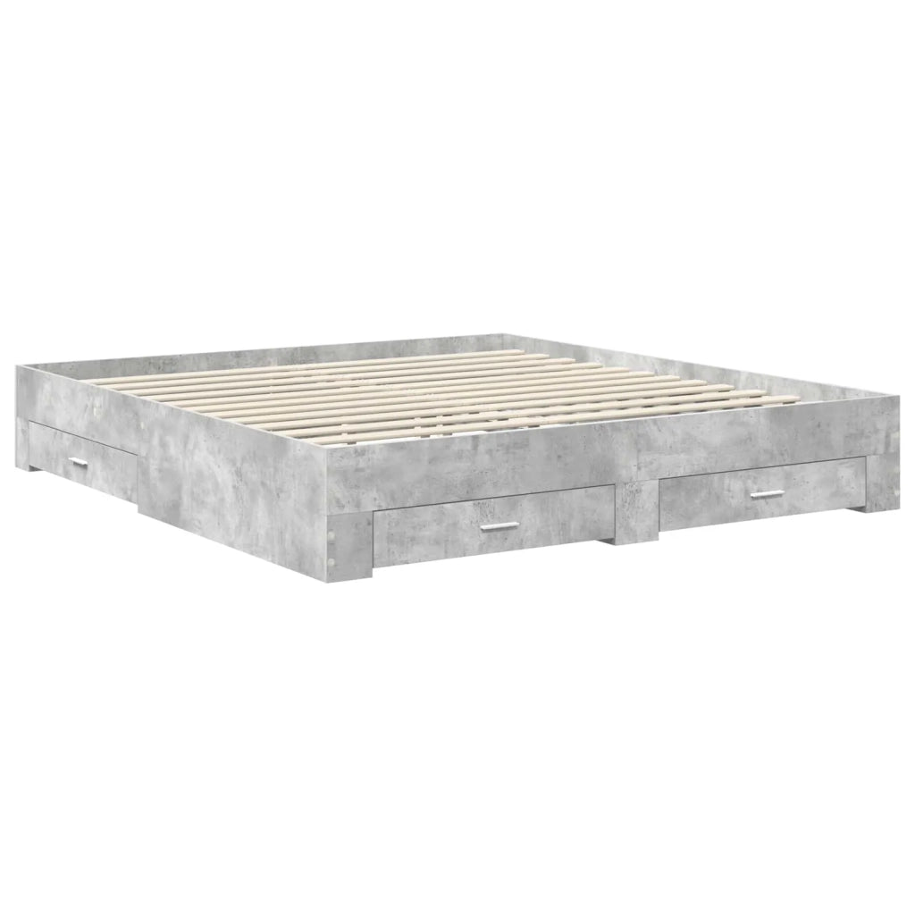 Struttura del letto con testiera Grigio cemento 200 x 200 cm