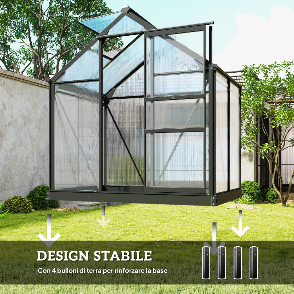 Serra Giardino Policarbonato Alluminio ¨C Zephmum ¨C Grigio 190x132x201 cm