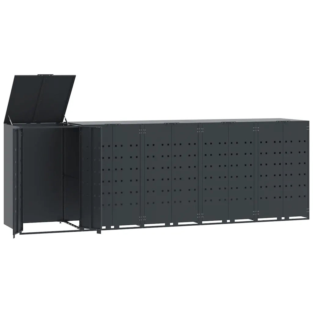 Copribidone con Ruote 5 Bidoni Antracite 345x79x117cm Acciaio 3279985