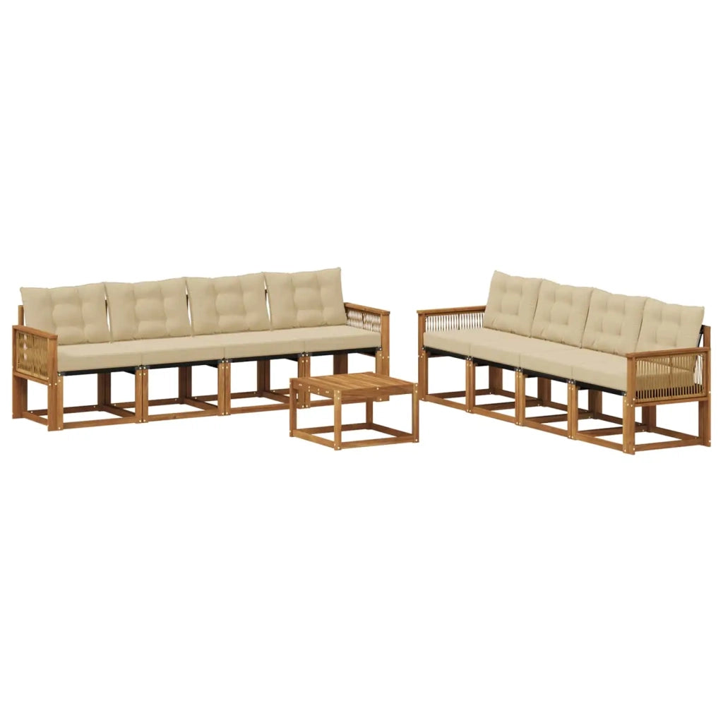 Set di divani da esterno 9 pz Naturale e Beige 3381861