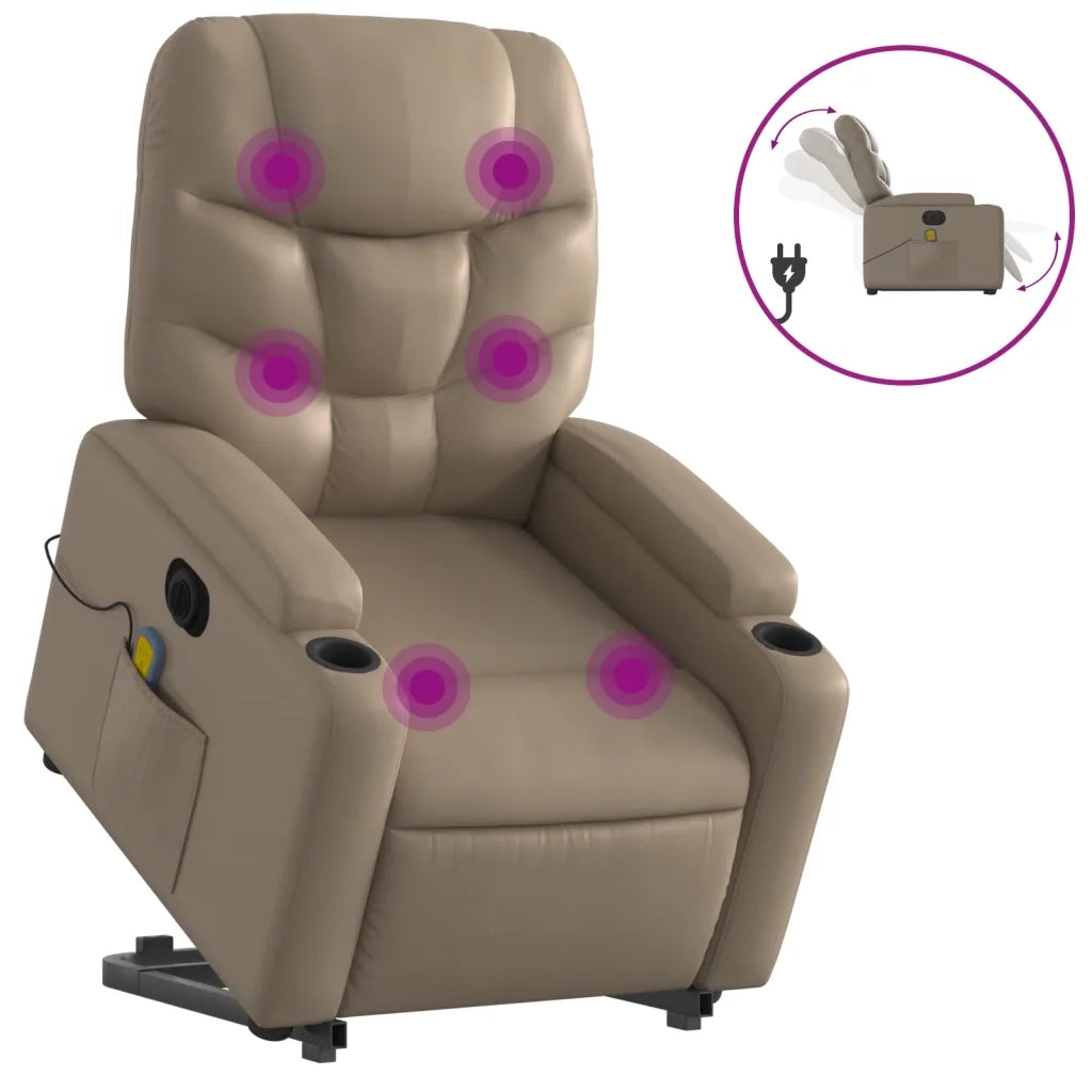 Poltrona Alzapersona Massaggio Elettrica Cappuccino Similpelle 3204685