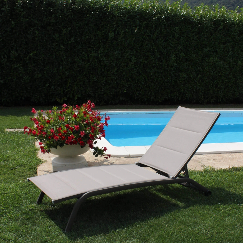 Lettino da Giardino Impilabile in Alluminio Textilene cm 161x62x92 5 - TOM