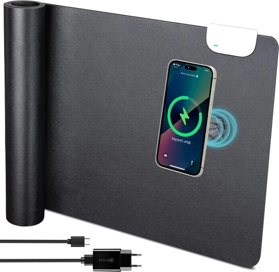 Sostegno da scrivania con panno carica wireless per dispositivi mobili - 10 W - 800 x 320 x 4 mm - carica rapida - panno carica wireless - sostegno da scrivania - compatibile con iPhone 13/14 pro - dispositivi mobili