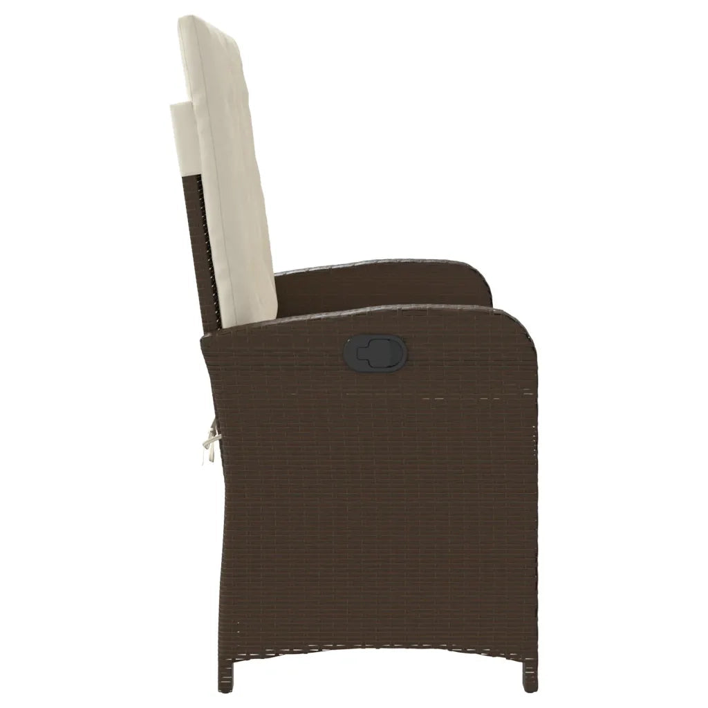 Panca Reclinabile da Giardino con Cuscini Marrone in Polyrattan 368217
