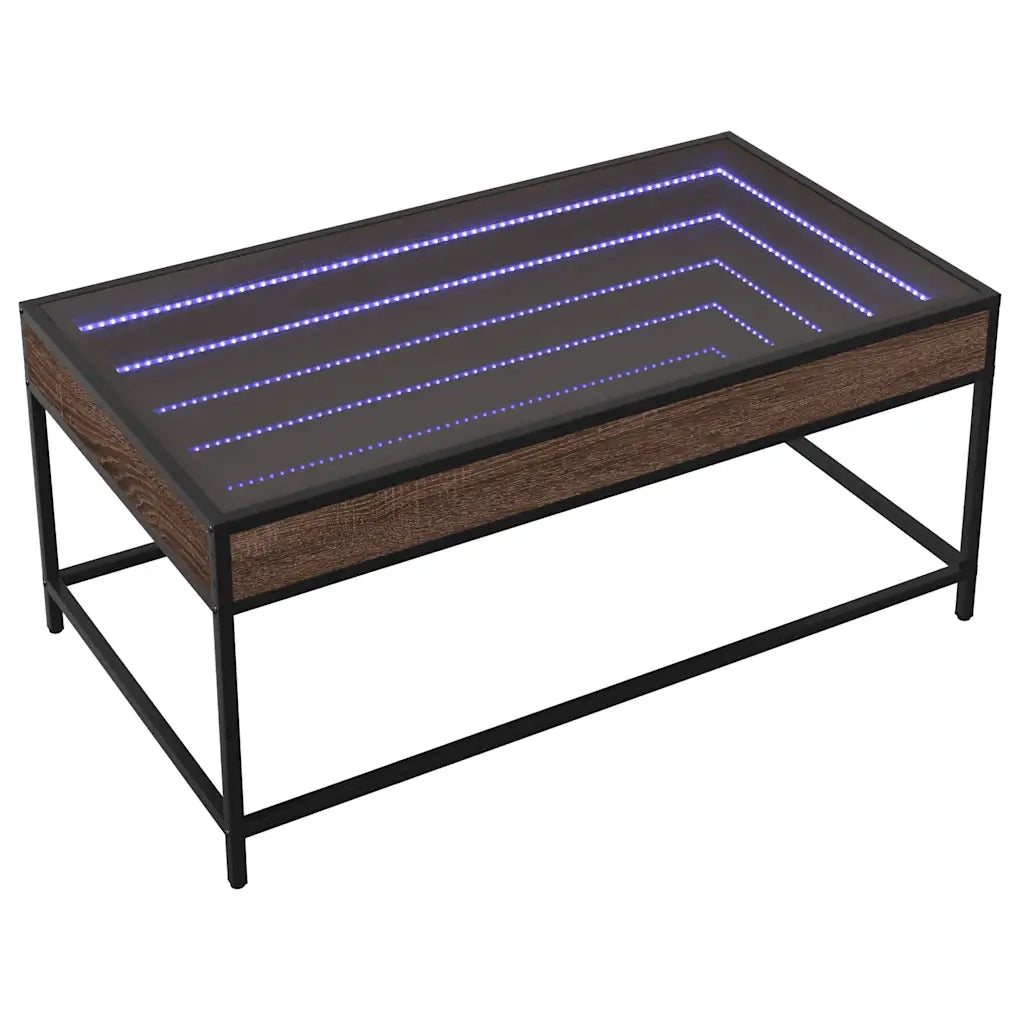 Tavolino da salotto | Tavolino da caff¨¨ | Tavolino da Soggiorno con LED Infinity Rovere Marrone 90x50x41 cm