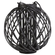 Lanterna in legno di salice Nero e vetro 41 cm rotonda per interni ed esterni scandinavi