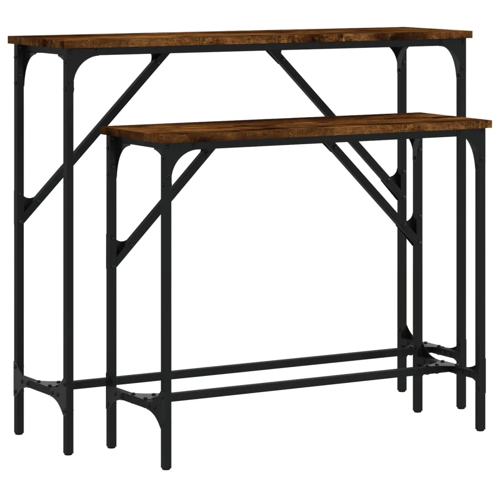 Tavolini Consolle | Tavolo d'Ingresso 2 pz Rovere Fumo in Legno Multistrato