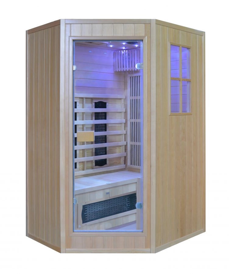 Sauna infrarossi combinata angolare, 2 posti full optional 125x110x190cm Relpunt Overest