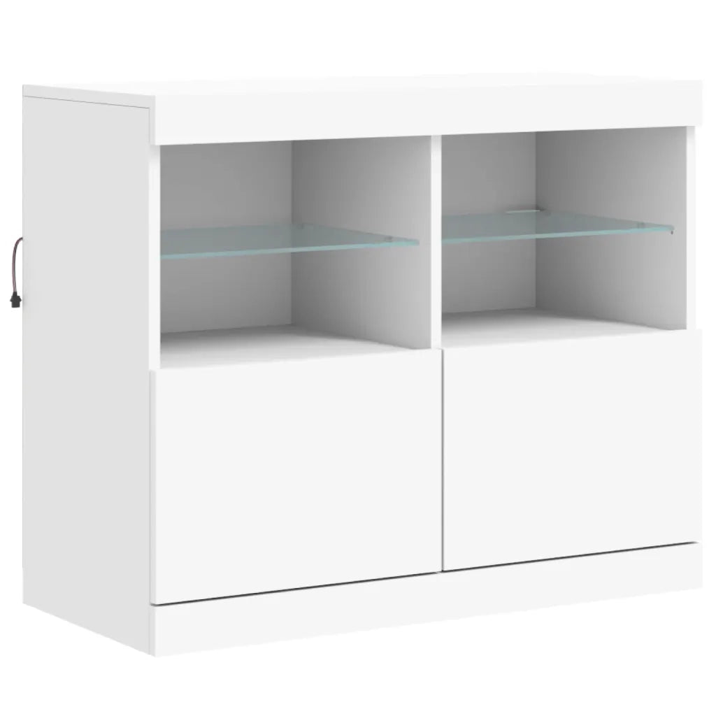 Credenza | Madia | Buffet da pranzo | Armadio da pranzo con Luci LED Bianca 81x37x67 cm