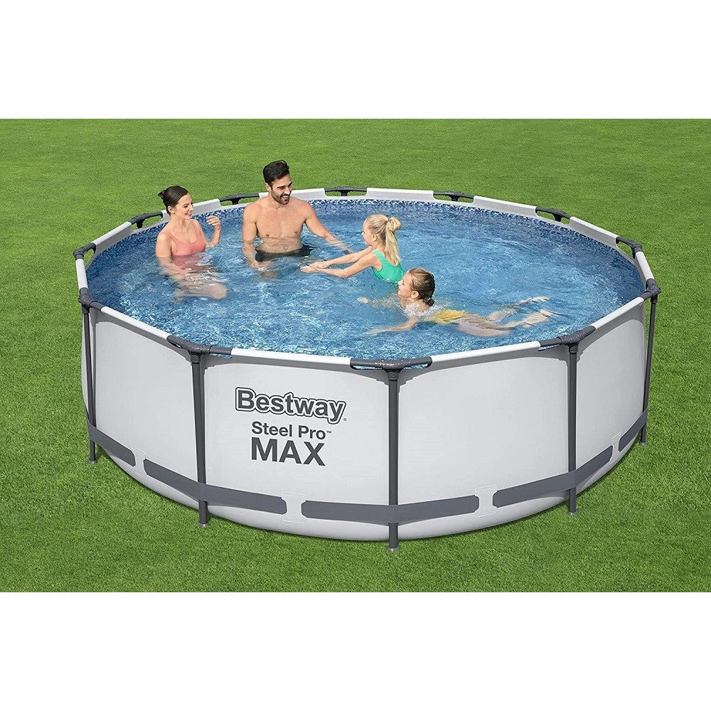 Trade Shop - Piscina Fuori Terra Rotonda Steel Pro Max 366x100 Cm 9150lt Pompa Scaletta 56418 -