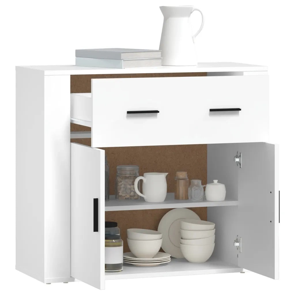 Credenza-Buffet-Armadio da cucina Bianca 80x33x70 cm in Legno Multistrato 384235