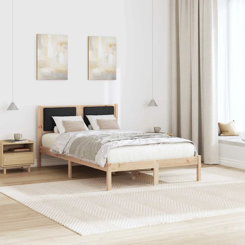 Letto con Testiera Rivestita Nero 120 x 200 cm Pino massello 878261