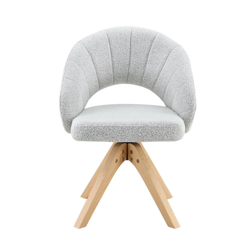 SEDIA Girevole 360° Set da 2 pezzi 84 cm Tessuto Grigio Chiaro e Legno Massello