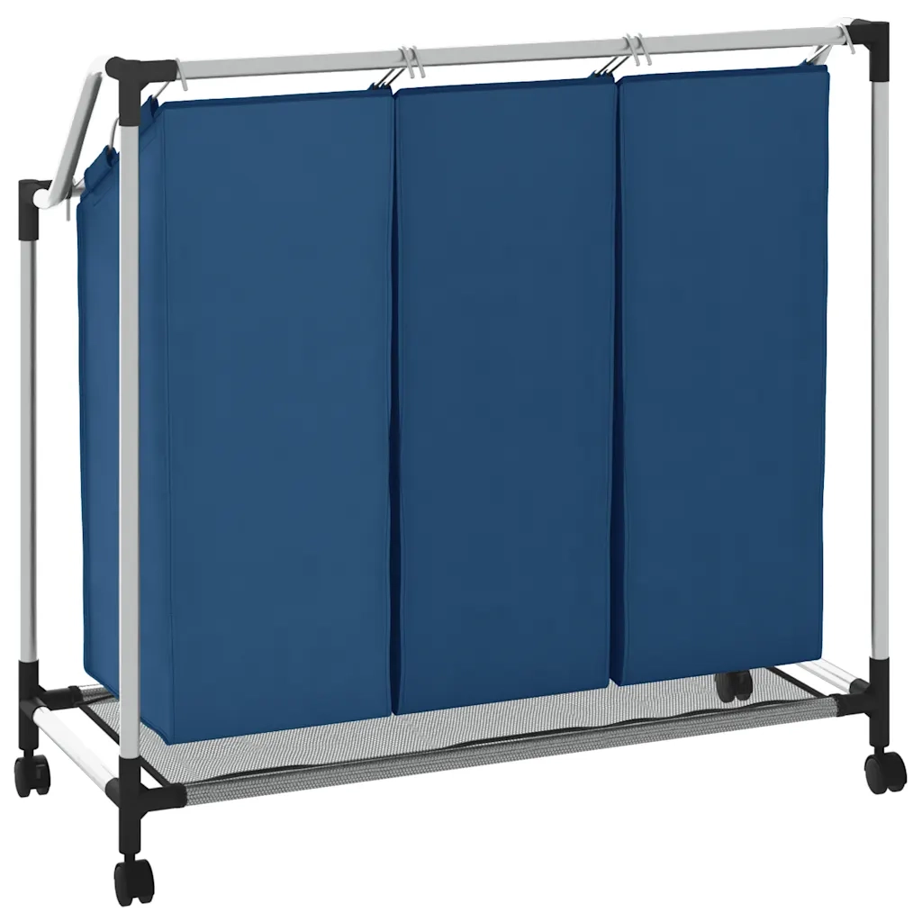 Portabiancheria con 3 Scomparti in Acciaio Blu cod mxl 46397
