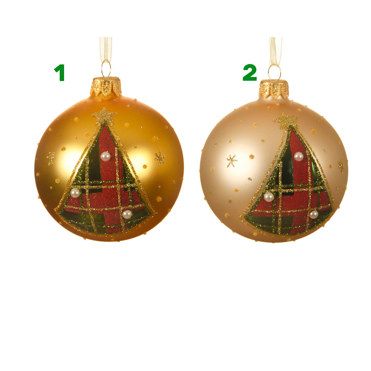 Pallina oro con albero 8 cm