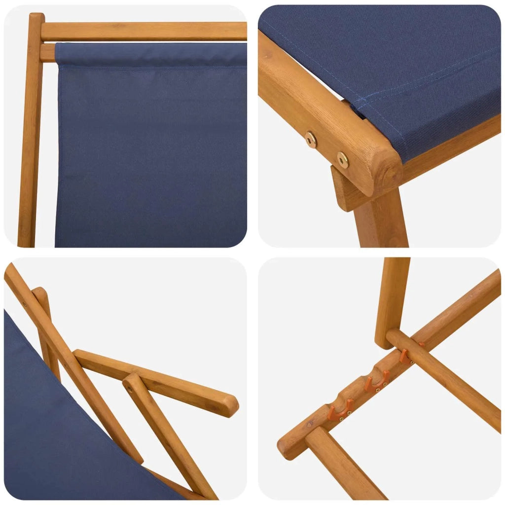 Lettino prendisole pieghevole 2 pcs 3 Posizione Blu 3407819