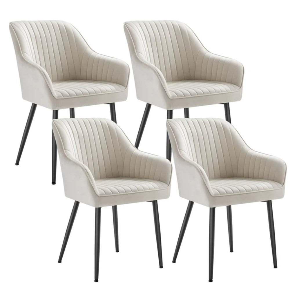 Sedia da pranzo poltrona seduta imbottita con braccioli larghezza seduta 49 cm gambe in metallo rivestimento in velluto portata 110 kg per soggiorno o camera da letto beige 12_0004914