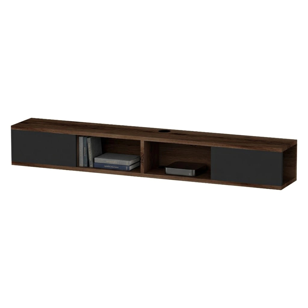 Ispica, Mobile Porta tv 2 Ante, 140x22x20h cm Nero Antracite