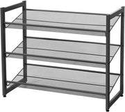 Scaffale Metallico con 3 Livelli di Mesh con Regolazione della Scaletta a Pavimento Livello o Inclinato Pannelli di Deposito Stivale 74 x 628 x 307 cm Nero