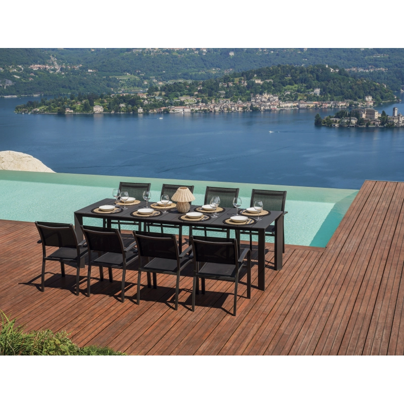 Tavolo Anzio Allungabile 165/250 X 90 Cm - Allungo Con Gambe Scorrevoli - Antracite Moia