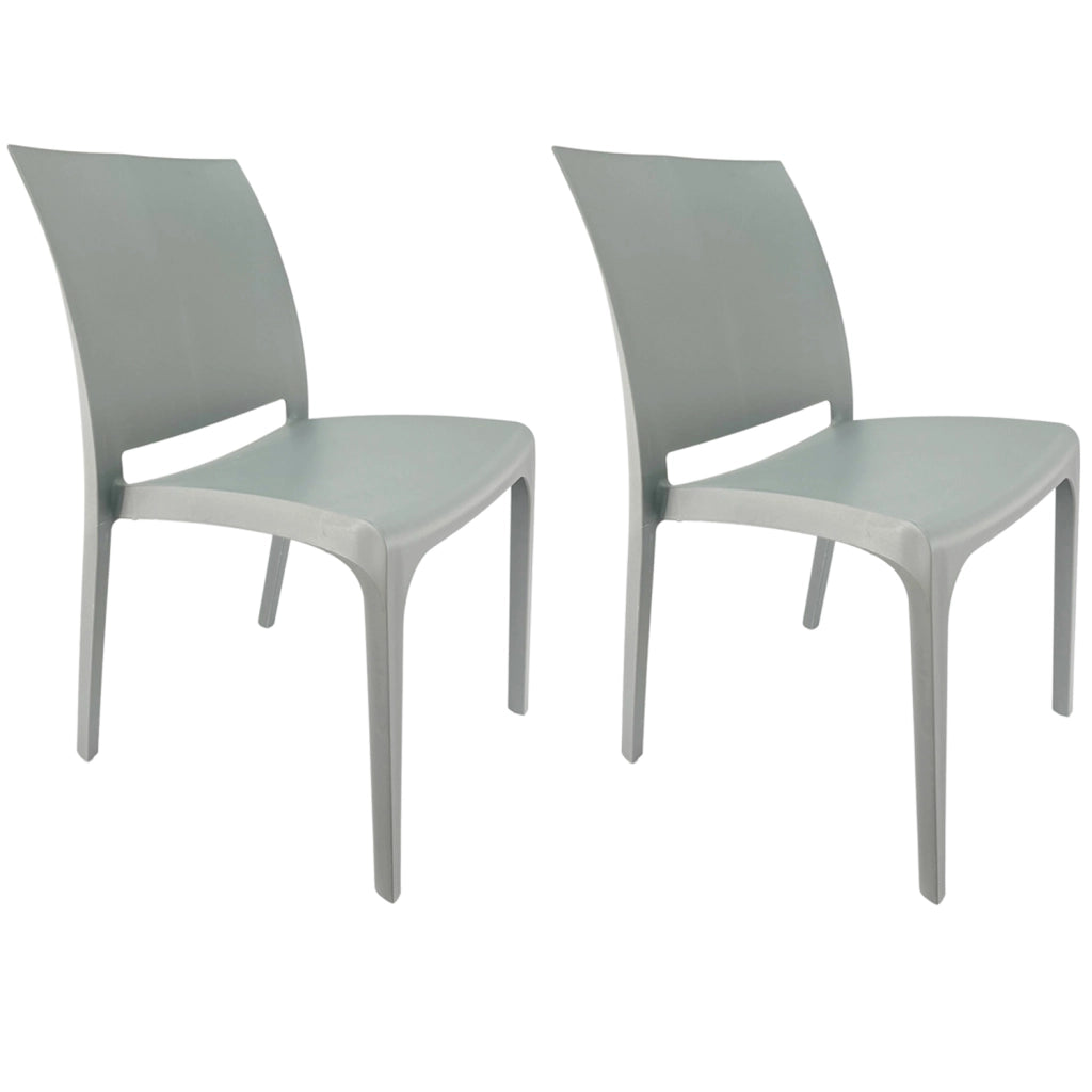 Marvin Sedia in Polipropilene Volga da Interno Esterno Giardino Impilabile Design Sedie Moderne per Patio Grigio/2 Sedie