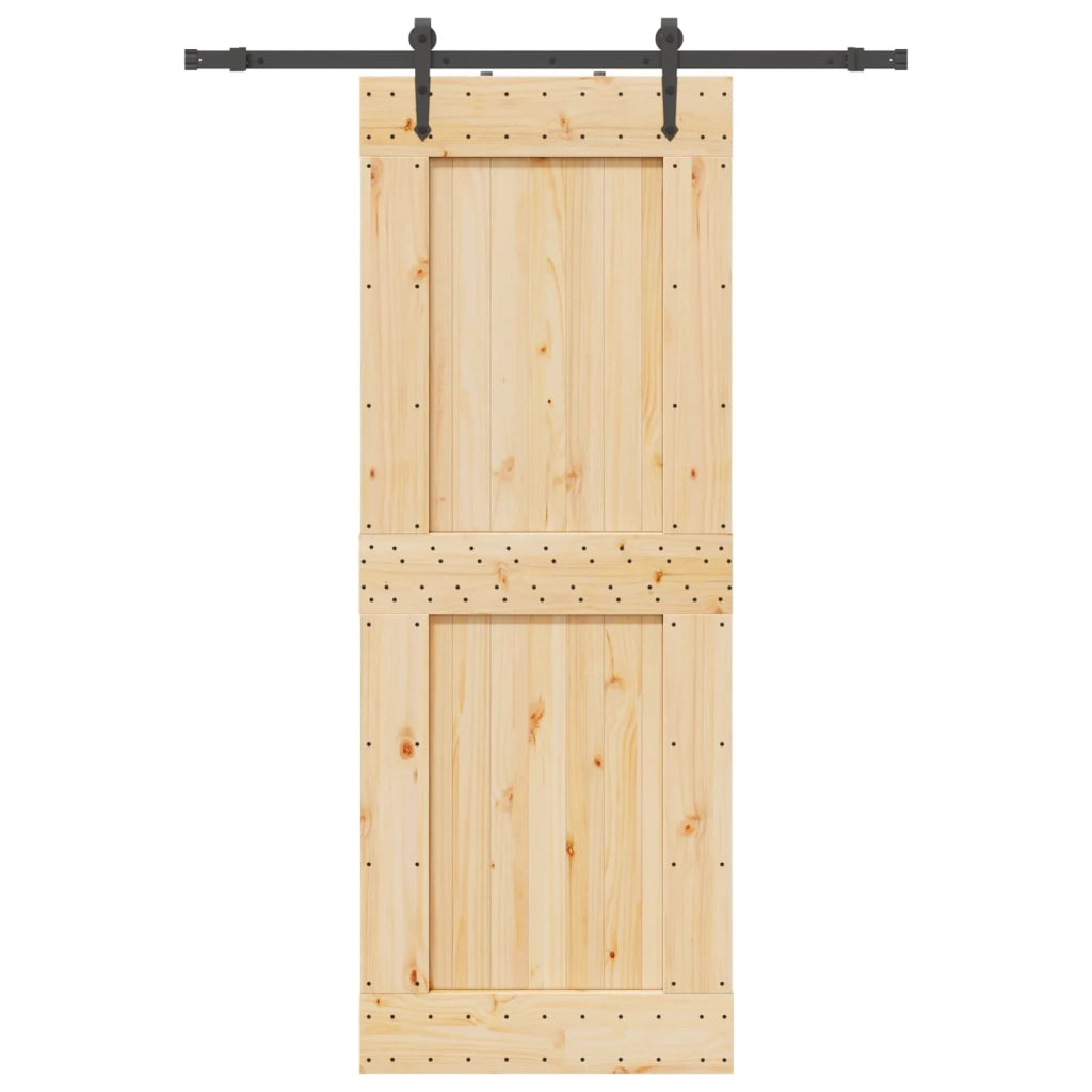 Porta scorrevole NARVIK Naturale e Nero 85 x 210 cm (152,5 cm)