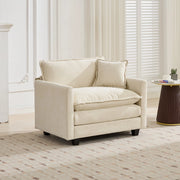 Canapé modulare monoposto in ciniglia con cuscino schienale ergonomico e seduta morbida per soggiorno beige