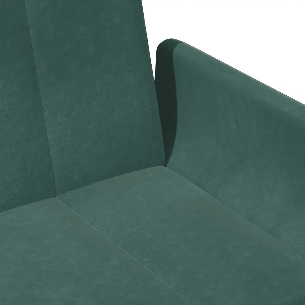 Divano Letto a 2 Posti con Poggiapiedi Verde Scuro in Velluto 3258153