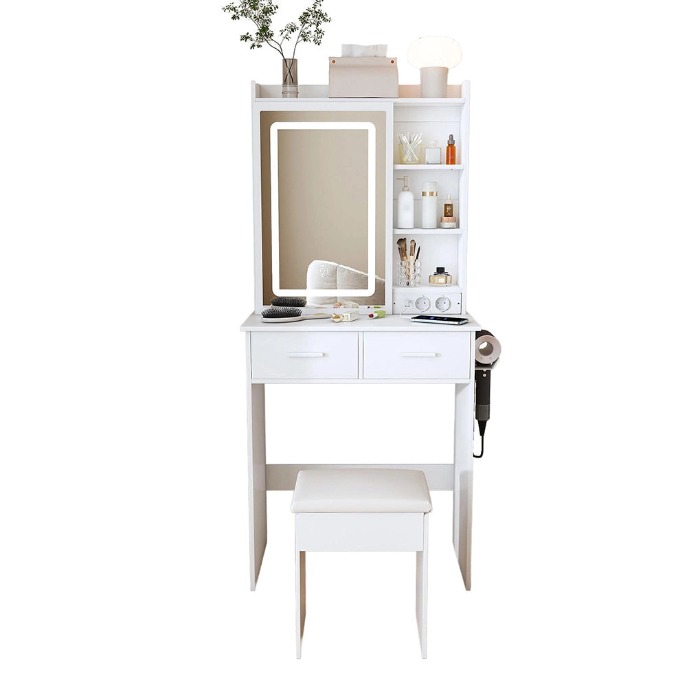 Toeletta bianca - Xylo - LED regolabile, vano nascosto, L60xH136xP36 cm
